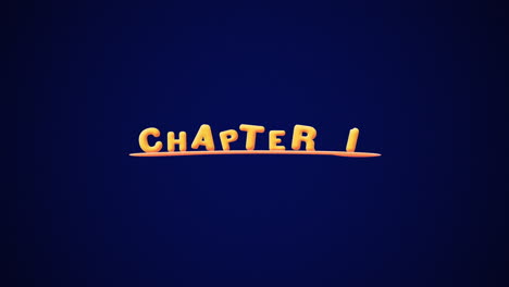 chapter 1 wobbly gold yellow text animation pop up effect on a dark blue background with texture