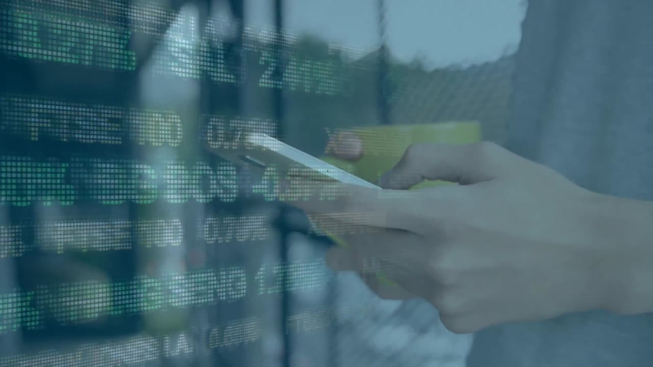 Man using smartphone and data