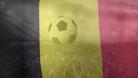 Animation-Der-Belgischen-Flagge-über-Dem-Fußball-Im-Stadion