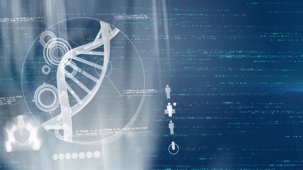 Animation of data processing over dna strand