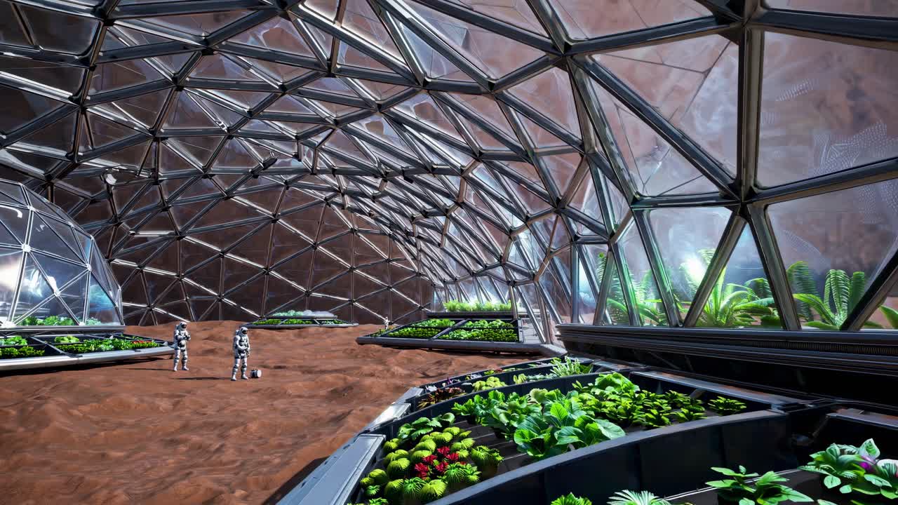 Mars Space Farm with Astronauts