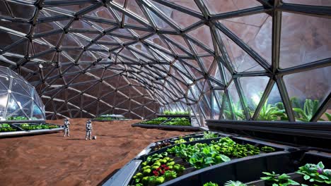mars space farm with astronauts