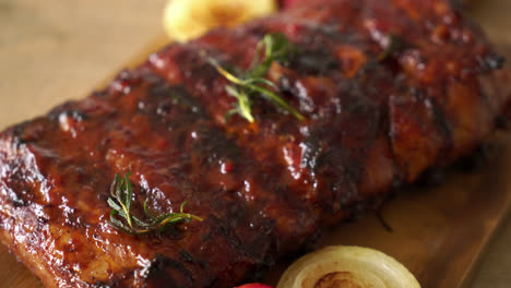 grilled and barbecue ribs pork with rosemary