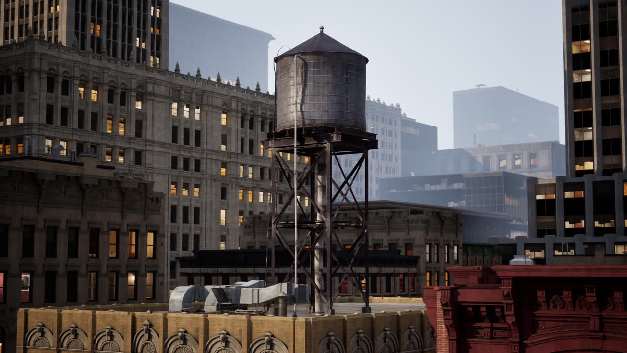 dettaglio del serbatoio della torre d'acqua di new york