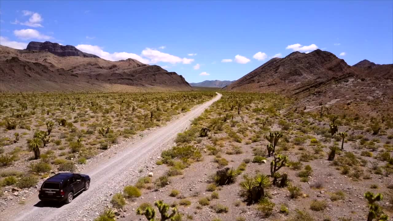 Coche circulando por un sendero desértico en Nevada.