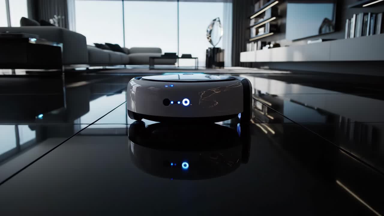 Robot Vacuum Cleaner in Modern Living Room
