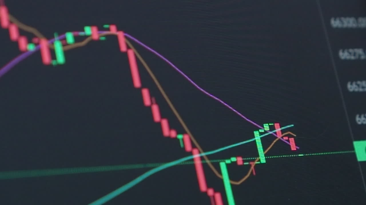Nærbillede af computerskærm viser et diagram over volatil handelsvurdering.