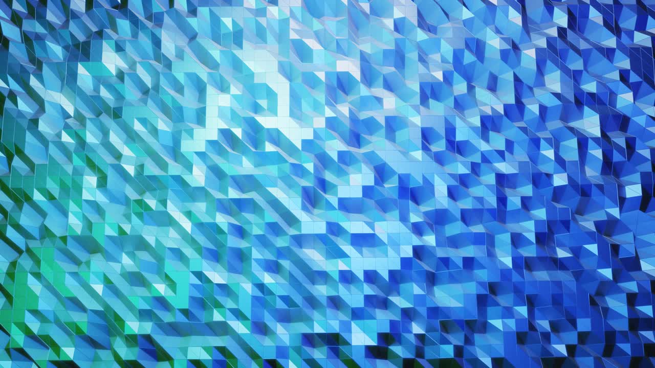 stylish creative abstract low poly background in 4k. Abstract waves move on glossy surface in loop. Smooth soft seamless animation. Simple minimalistic geometric bg. Blue gradient color