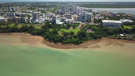 aerial reveal shot of darwin city in the northern territory of australia