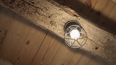 retro light bulb is glowing on the wooden ceiling, wedding cached moments