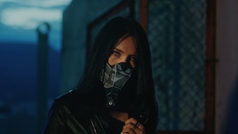 cyberpunk woman in a mask