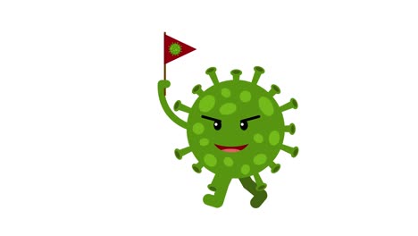 coronavirus covid-19 walking through the frame animation with alpha channel (transparent background)