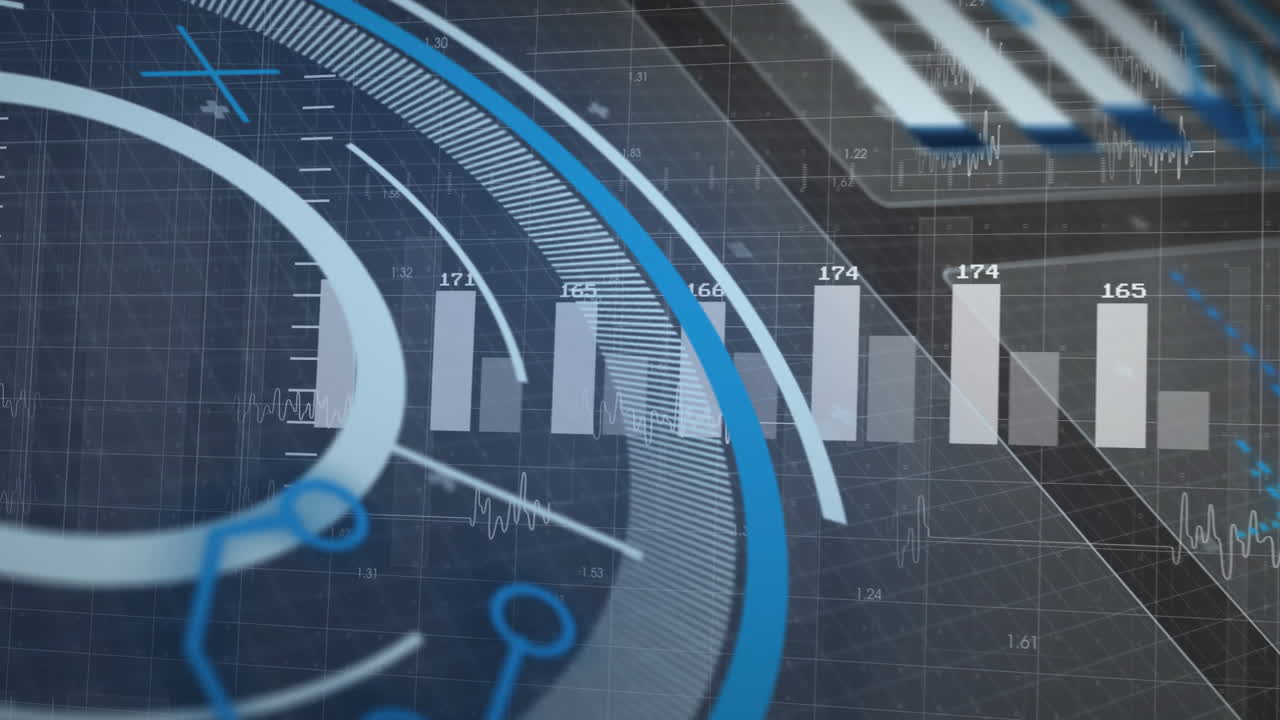 컴퓨터 화면에서 디지털 데이터 처리의 애니메이션