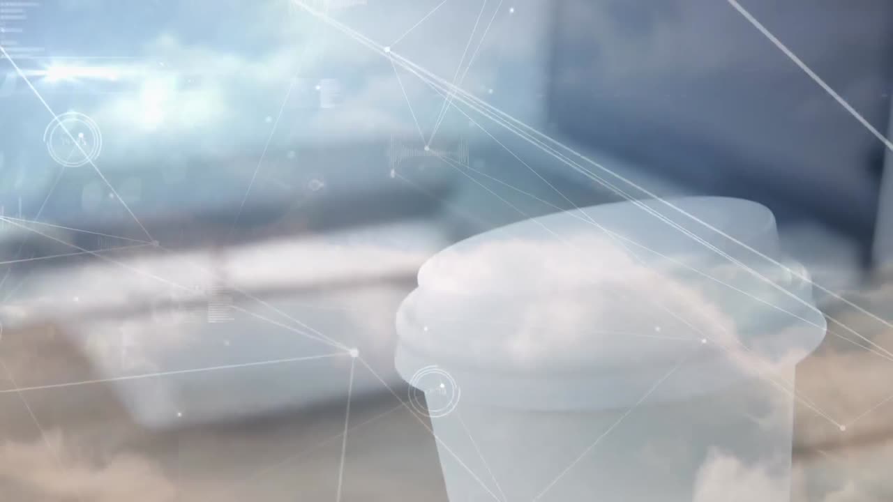 커피 한 잔을 통해 연결 네트워크의 애니메이션