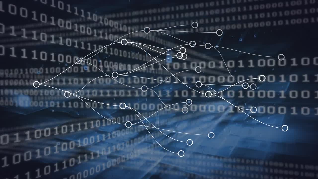 animación de la red de conexiones sobre el procesamiento de datos sobre fondo negro
