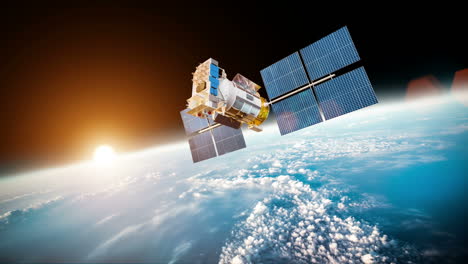 satélite espacial sobre el planeta tierra