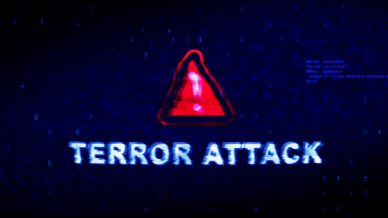 el texto del ataque terrorista es el ruido digital, la contracción, el fallo, la distorsión, el efecto, el error, la animación.