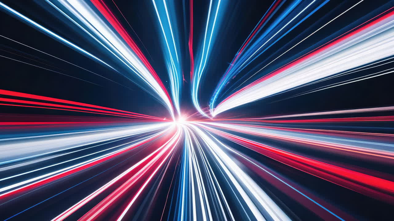 Abstract Light Trails Representing Speed and Technology