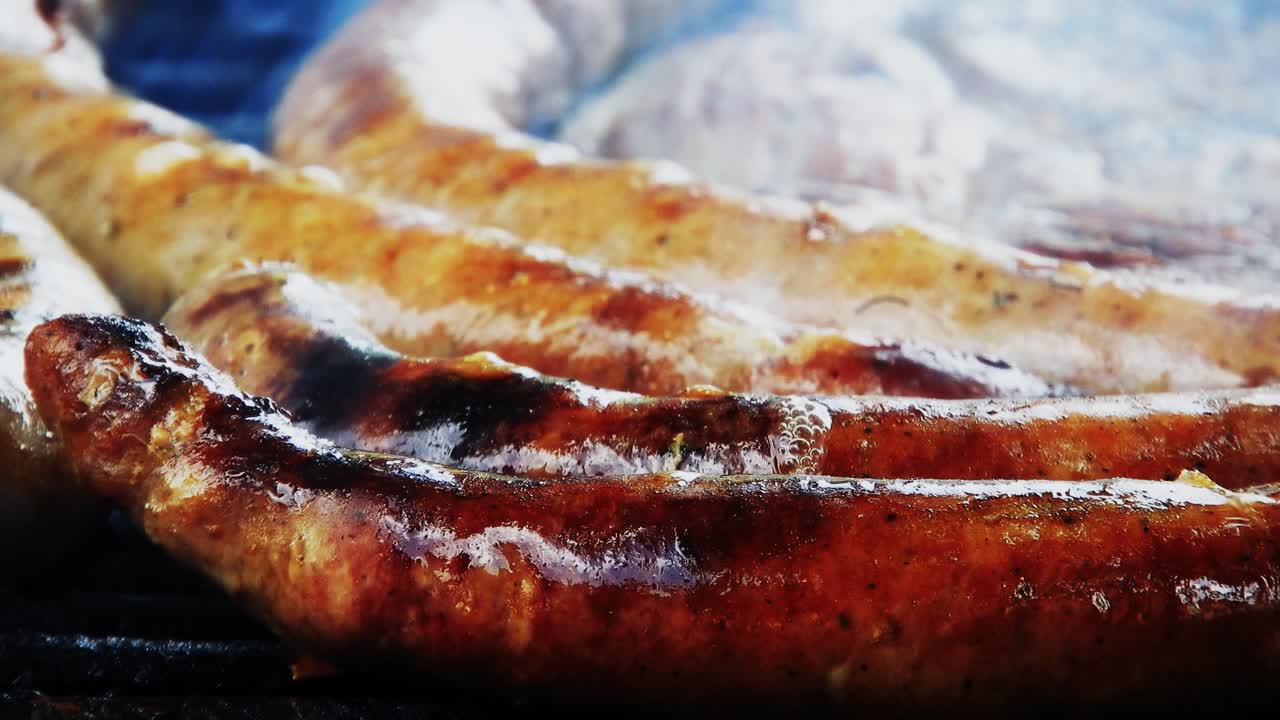 모듬 맛있는 구운 고기, 평면도, 소시지, 닭고기, 돼지고기