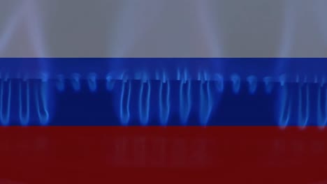 Animación-De-La-Bandera-De-Rusia-Sobre-La-Llama-De-Gas.