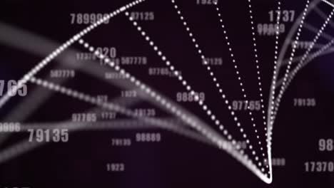 dna structure forming and multiple numbers changing against black background