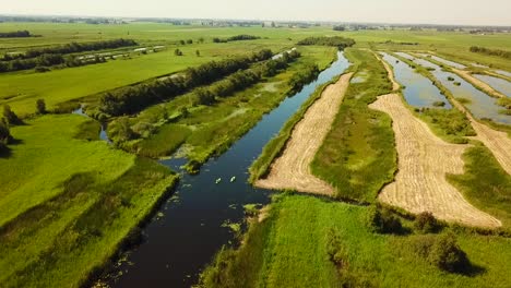 Aerial-view-of-the-Weerribben-National-Park,-Overijssel,-The-Netherlands