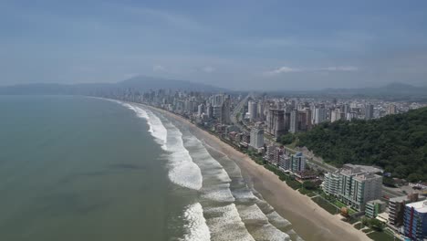 aerial vídeo of itapema beach, on the coast of santa catarina state, in south brazil. with very tall buildings