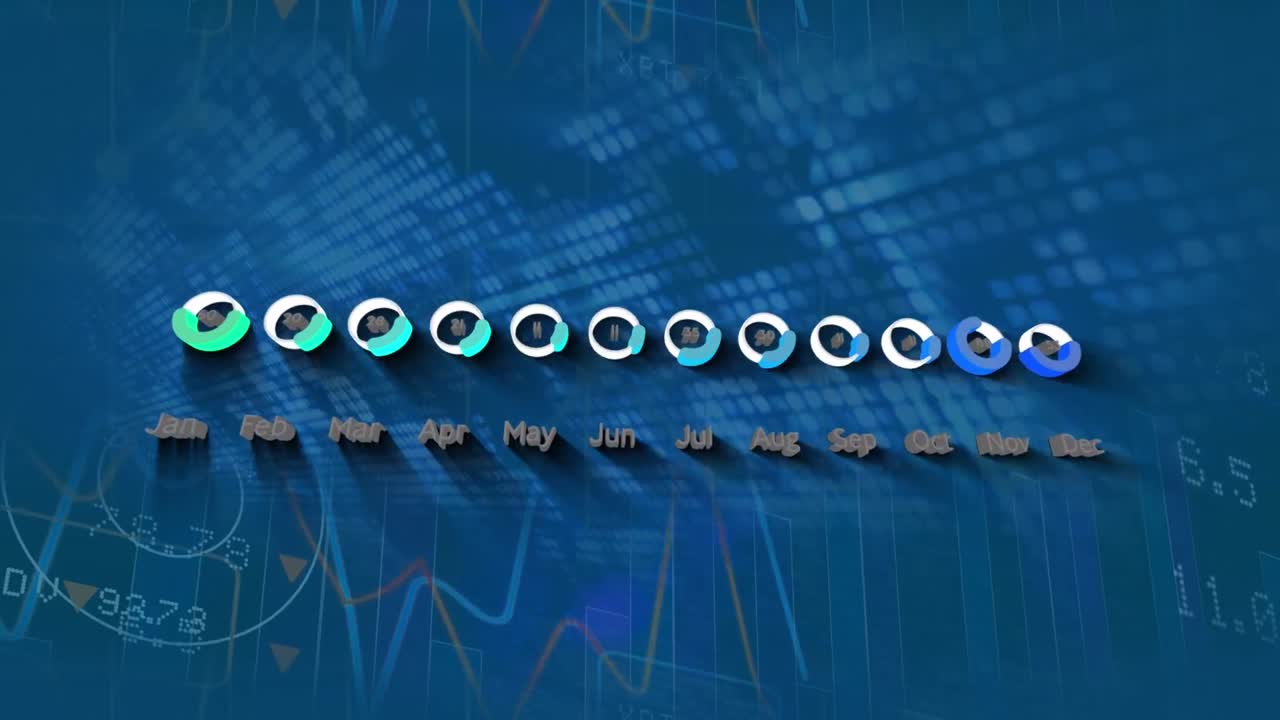 animación del procesamiento de datos financieros y las estadísticas