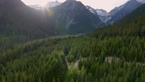 Fahrzeug-Fährt-Durch-Den-Highway-99-Zwischen-Nadelwald-In-Pemberton,-BC,-Kanada