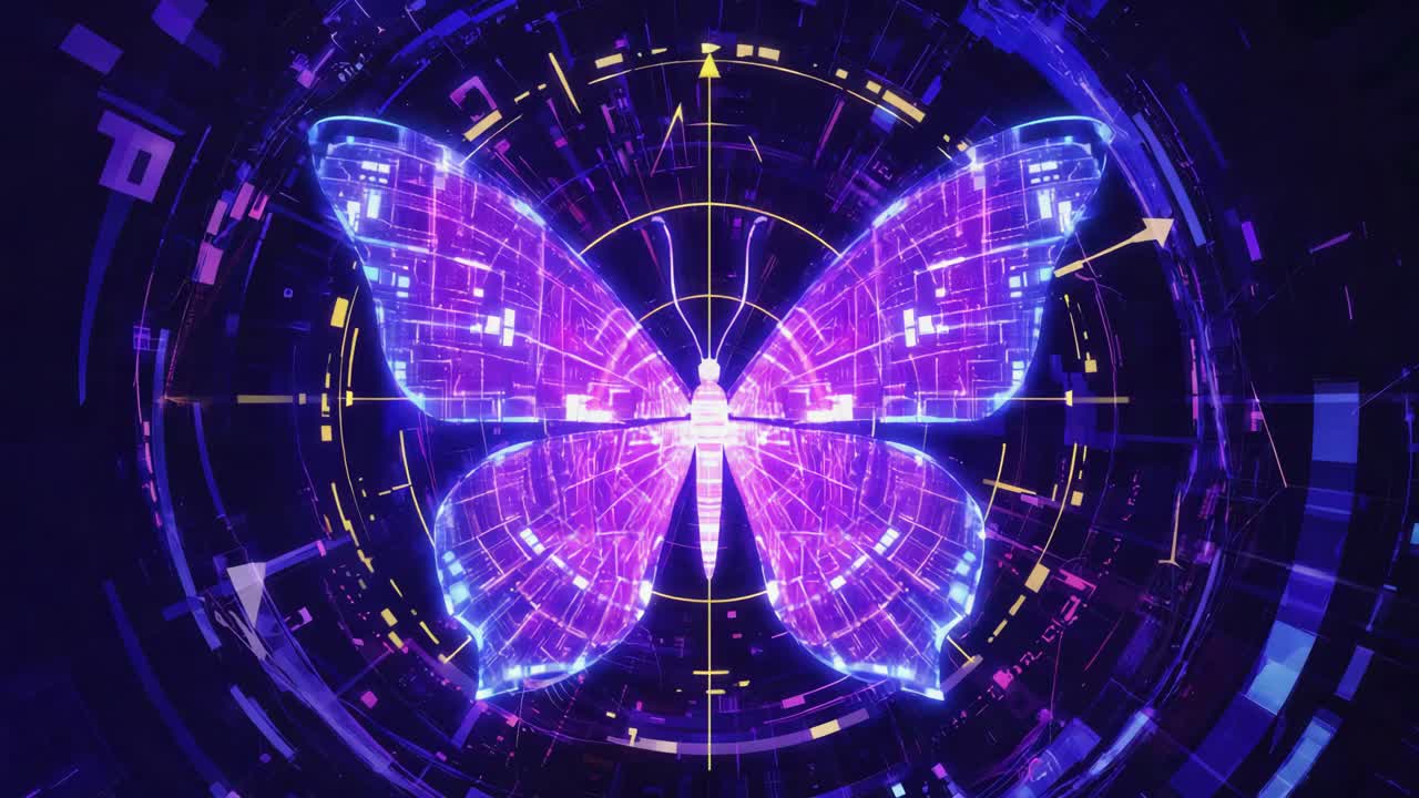 Cybernetic Butterfly: Digital Art in Neon Hues