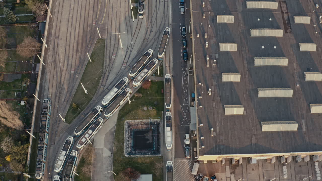 Aerial View of Tram Depot and Tracks