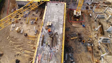 construction crane and workers top view