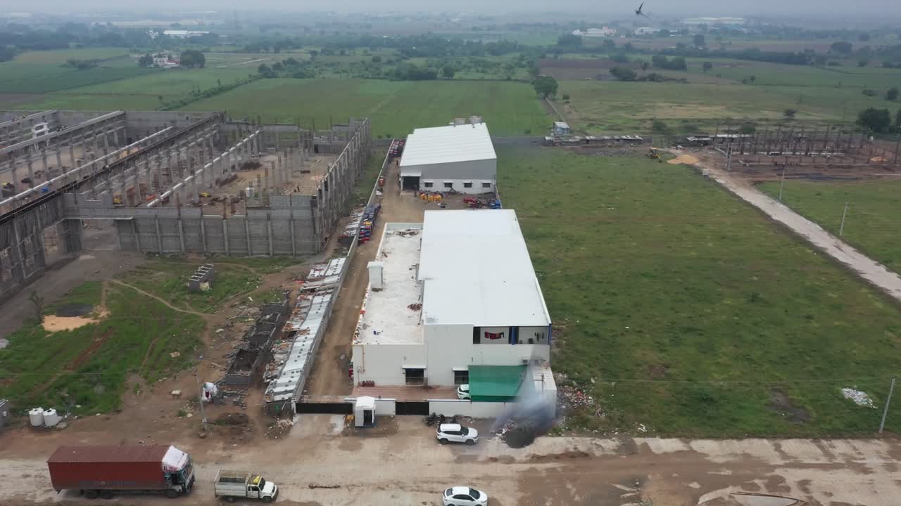 Aerial View of a Factory Under Construction