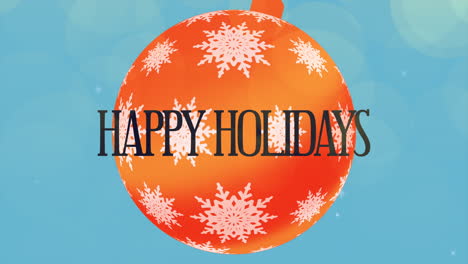 Happy-Holiday-with-ball-and-snowflakes-in-blue-sky