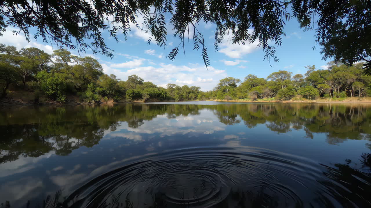 평온한 호수변 풍경