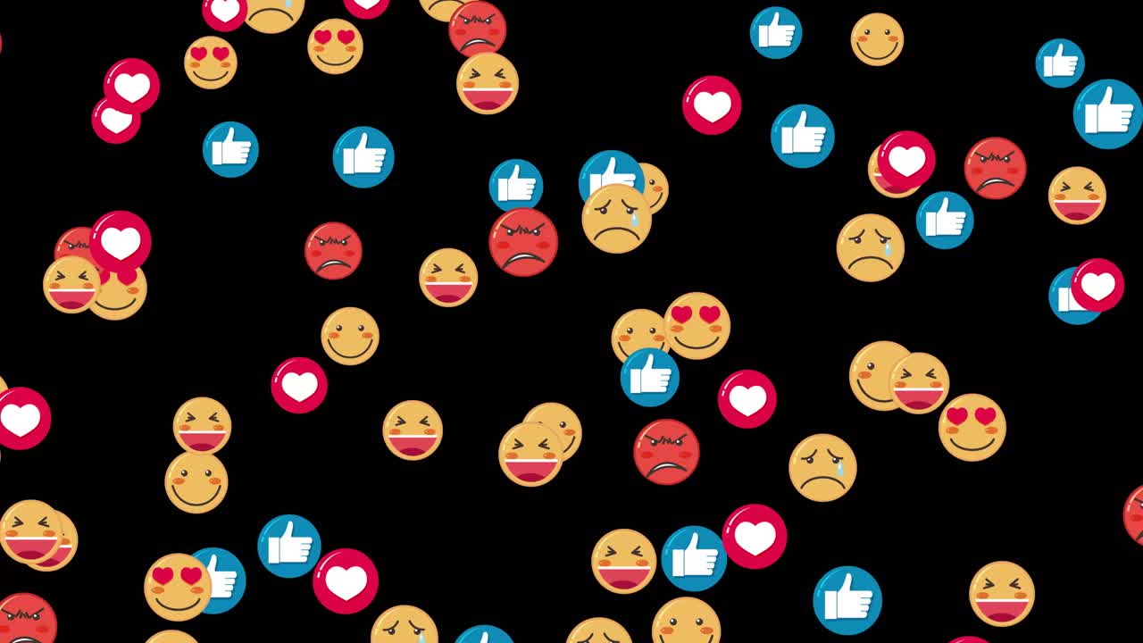 varios emoticones flotando en fondos cambiantes