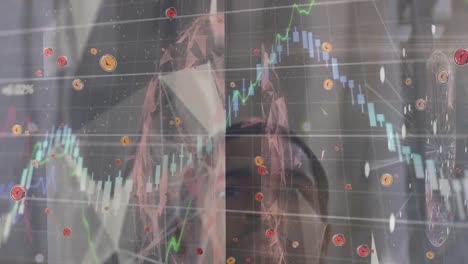 animación del procesamiento de datos sobre un empresario afroamericano