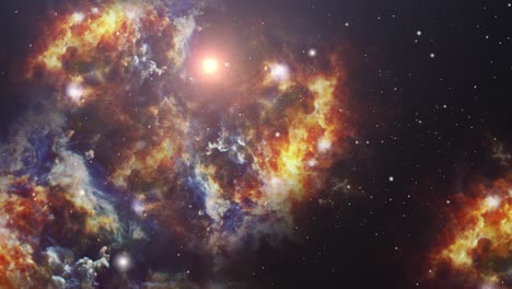 universo 4k, nubes nebulosas y partículas de polvo en el espacio.