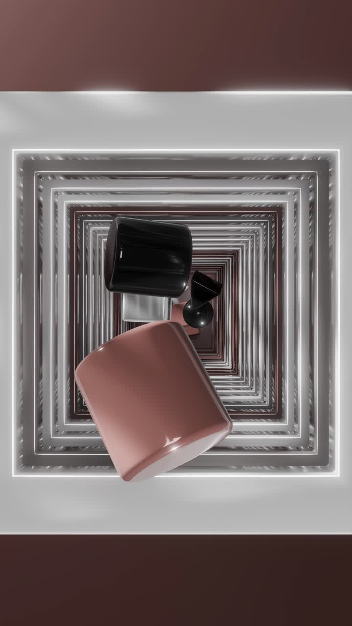 터널에서 기하학적 모양의 추상적인 3d 렌더링