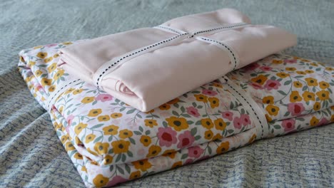 pink and floral bedding set