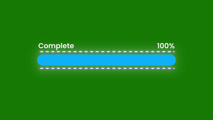 Digital Progress Bar Loading and Completing on Green Screen