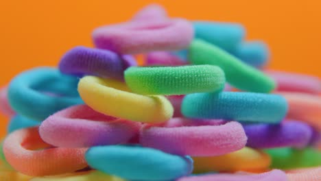 super macro of a rubber bands close up very colorful image