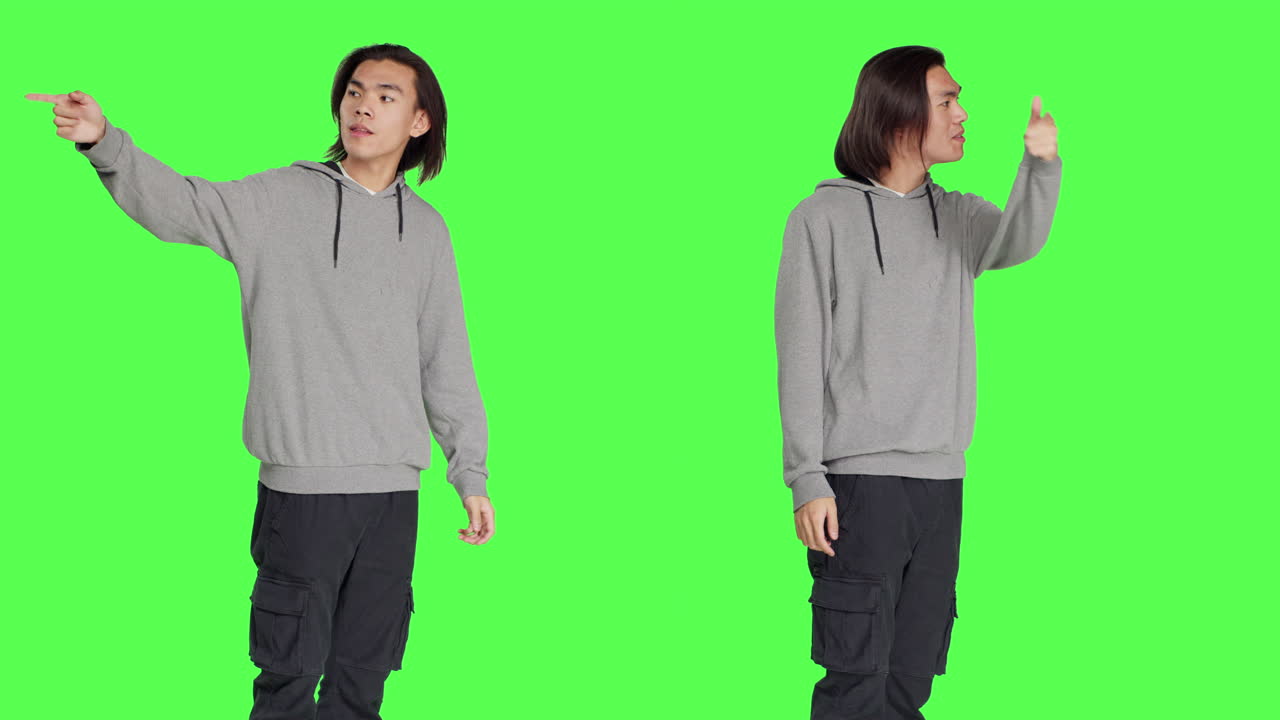 성인이 왼쪽 또는 오른쪽 방향을 보여줍니다.