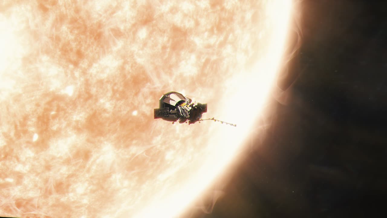 태양풍으로 태양 주위를 공전하는 파커 태양 탐사선