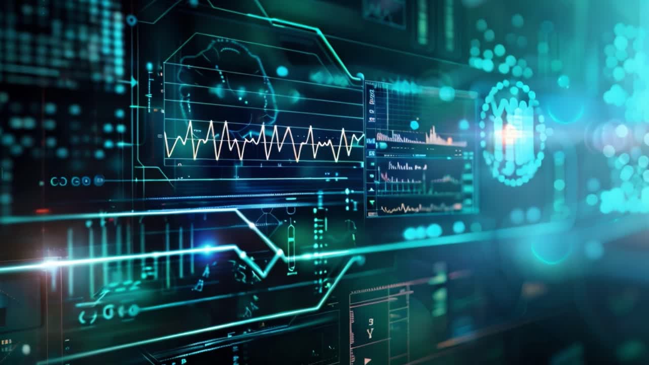 Futuristic Digital Data Interface and Visualization