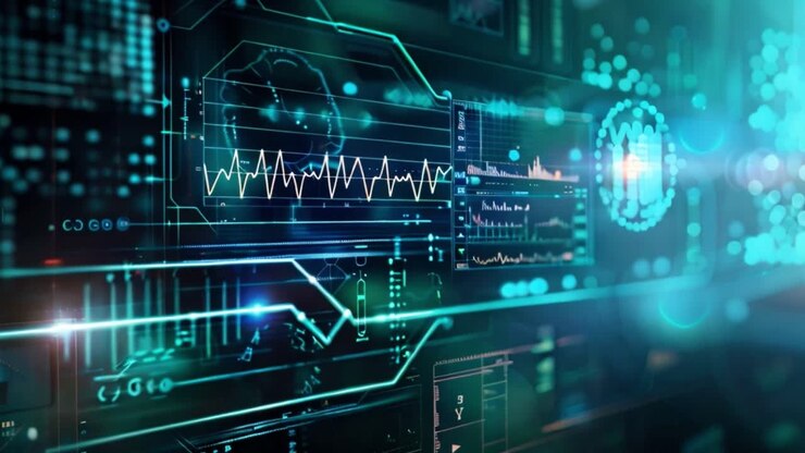 Futuristic Digital Data Interface and Visualization