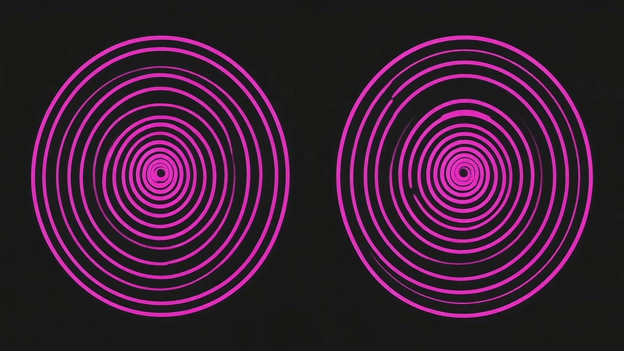Two Pink Concentric Circles Expanding on a Dark Background