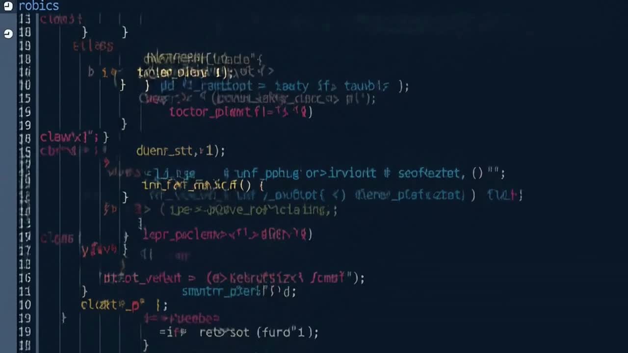 Computer Screen Showing a Corrupted Program Code with a Glitch Effect