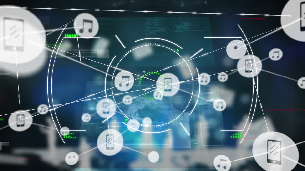 비디오 루프는 눈, 카메라, 데이터, 지도, 주식의 화면입니다.