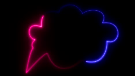 light animation . neon pink and purple, blinking and glowing sign of speech bubble, on a black background